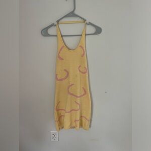 80s Style Knit Yellow Mini Dress